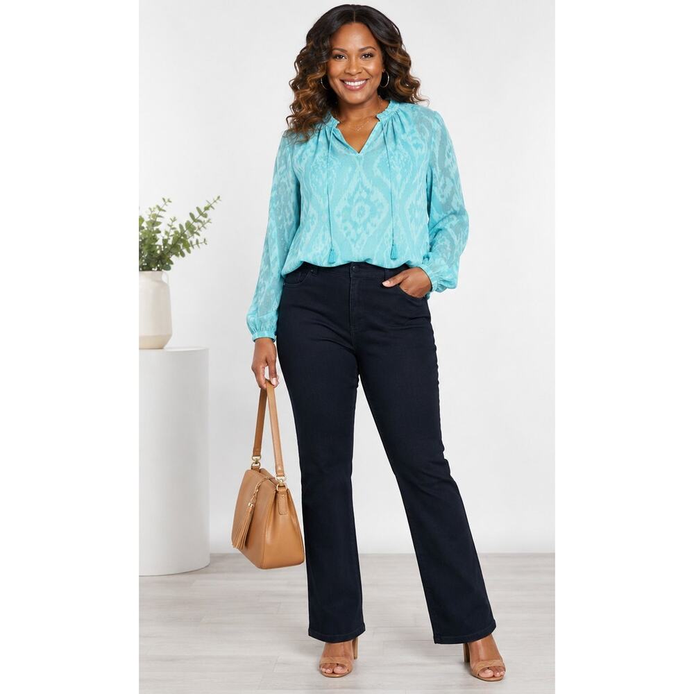 Isaac Mizrahi Live! Divine Denim Pull-On Slim-Leg Jeans, Dark Indigo, Size 14T